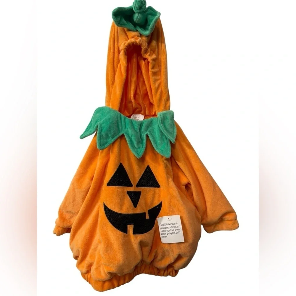 Infant pullover lined Pumpkin Costume with hood Size 6-12 months NWT